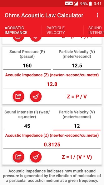 Ohms Acoustic Law Calculator