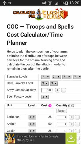 Calculator for COC