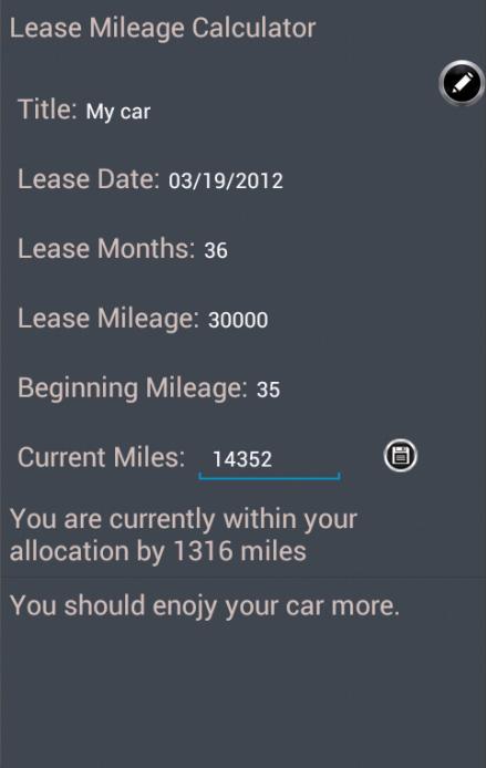 Lease Mileage Calculator