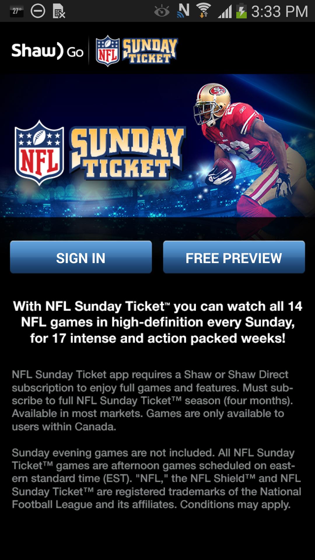 Shaw Go NFL Sunday Ticket