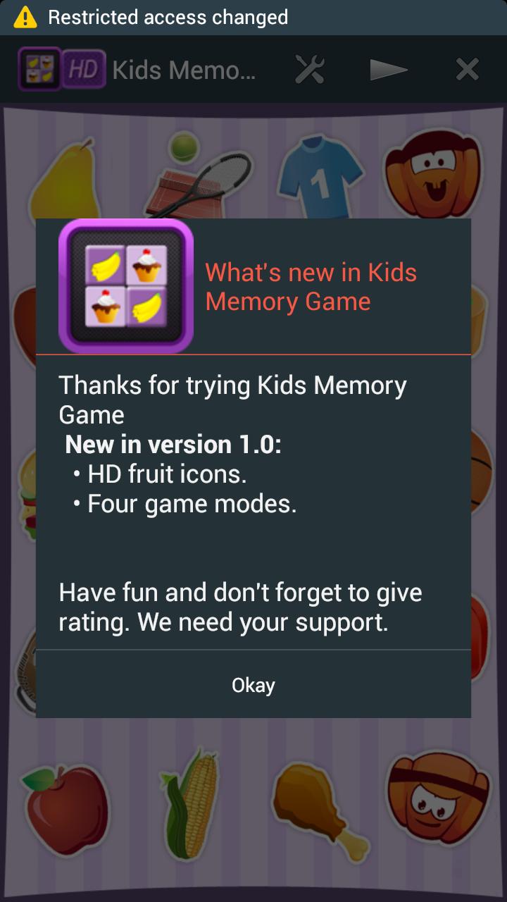 Galaxy S5 Kids Memory Game