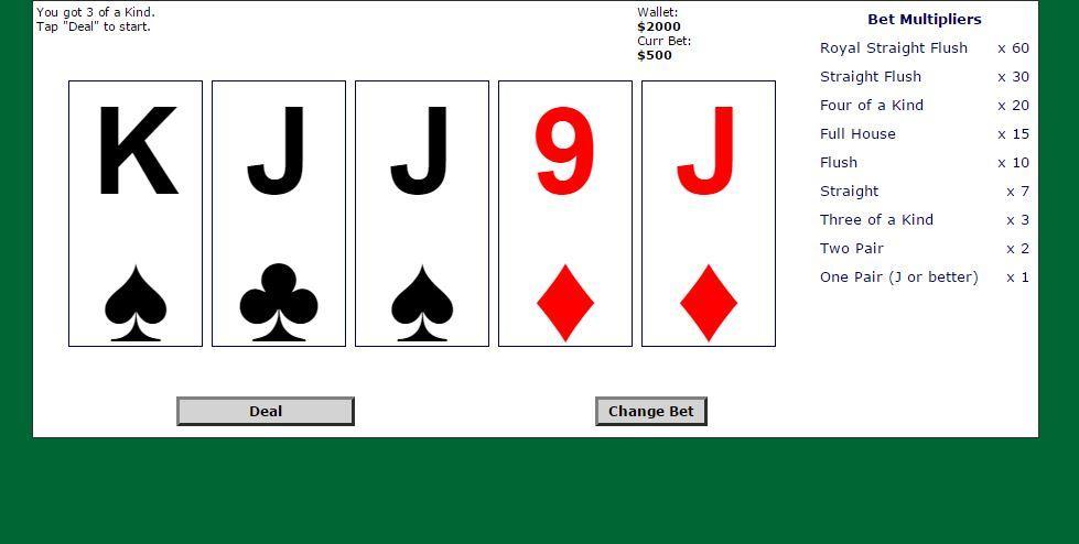 5 Card Draw Poker Solitaire