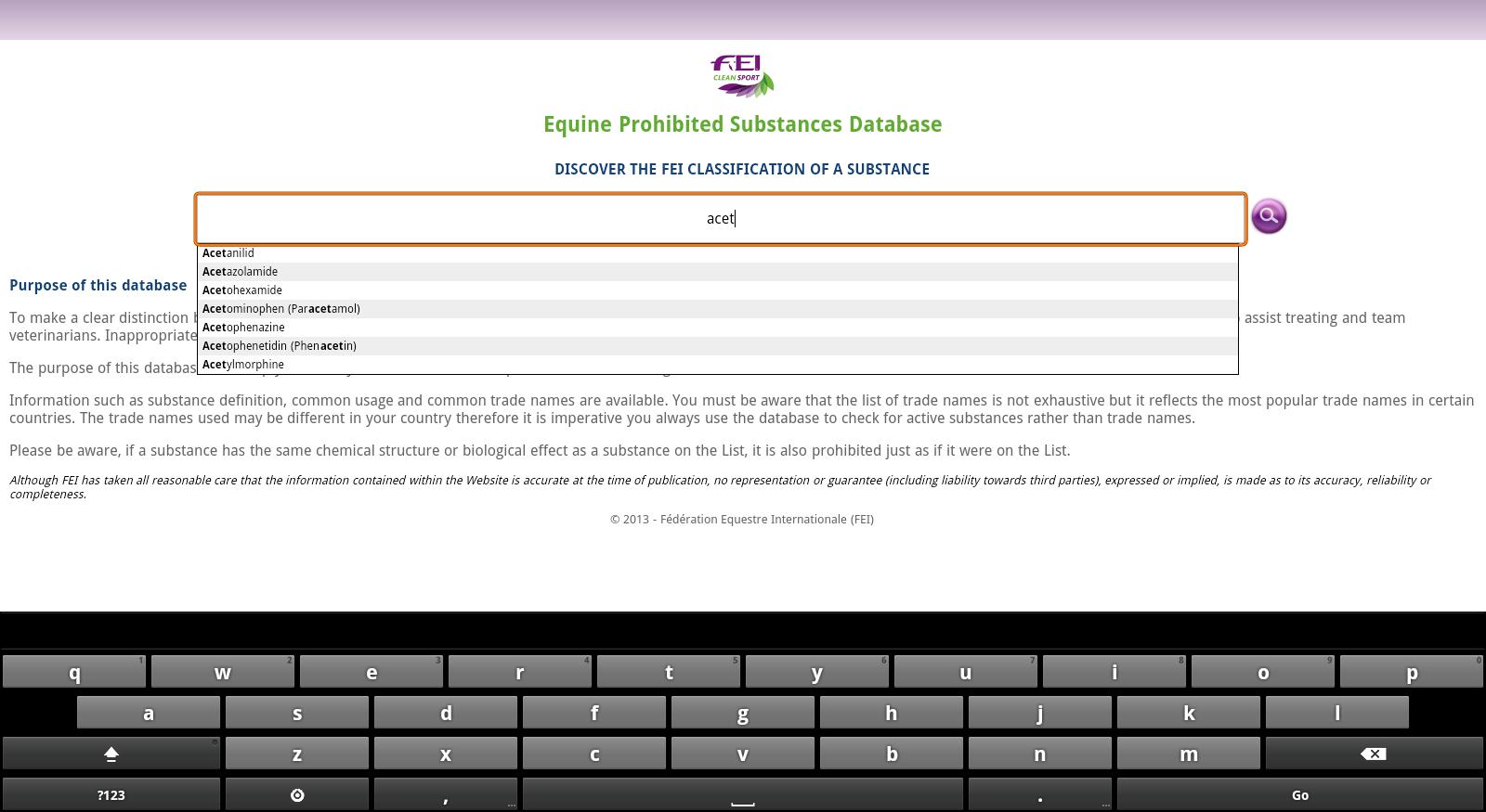 FEI CleanSport Database