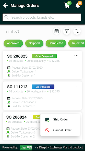 glassRUN Order Management
