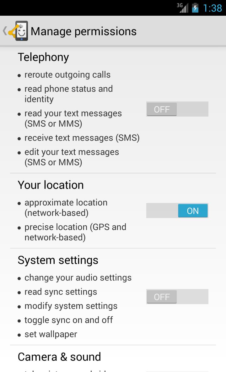 Automate settings permissions