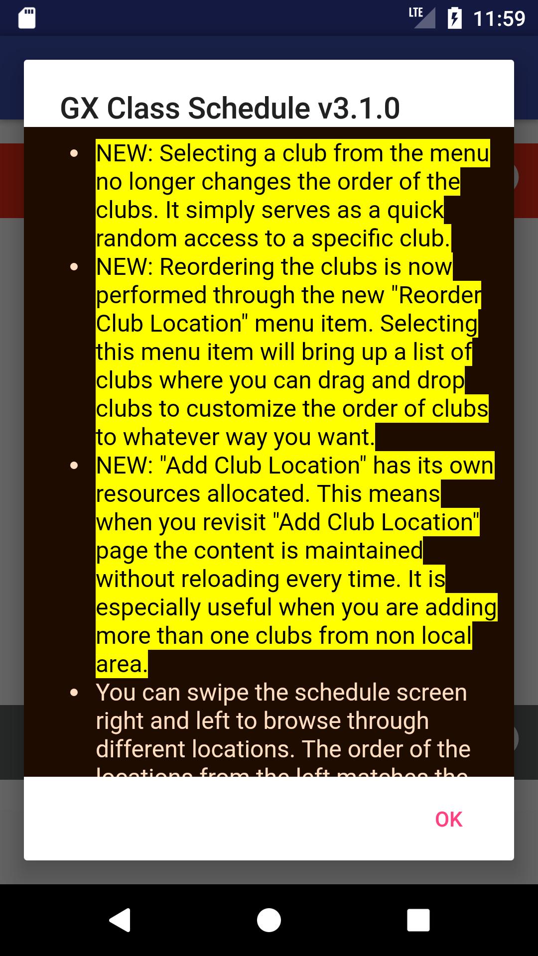 GX Class Schedule