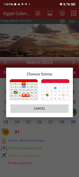 Egypt Calendar 2025