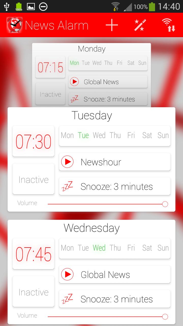 News Alarm podcast alarm clock