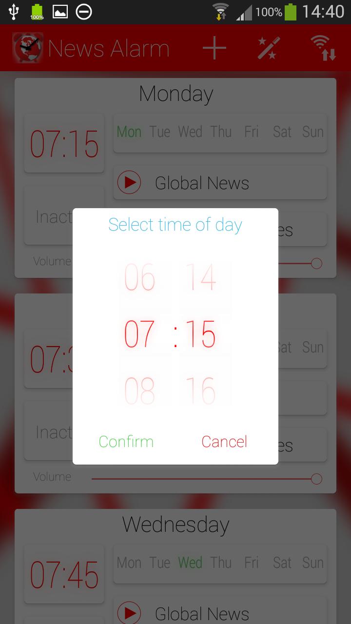News Alarm podcast alarm clock
