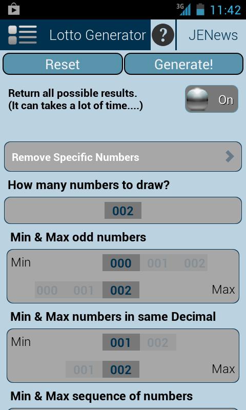 Universal Lotto Generator