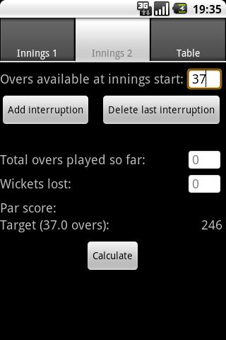 Duckworth-Lewis calculator