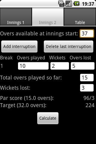 Duckworth-Lewis calculator