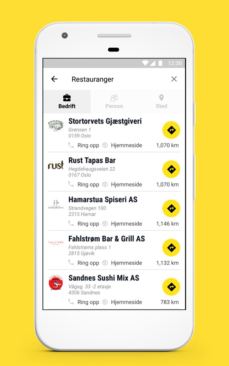 Gule Sider Navigasjon - Offlin