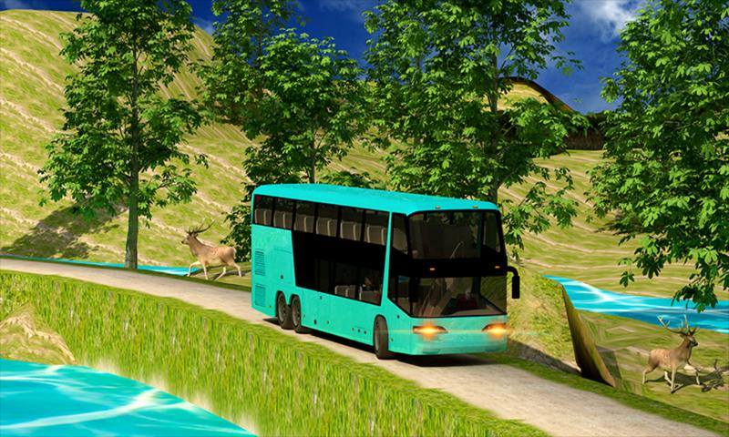 Coach Bus Offroad Down Hill