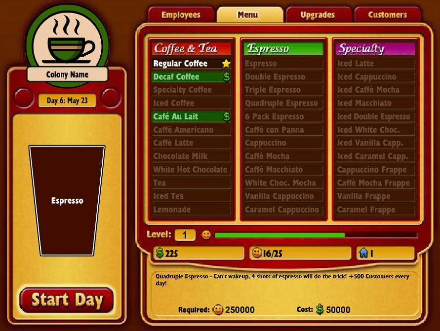 Coffee Company Management Game