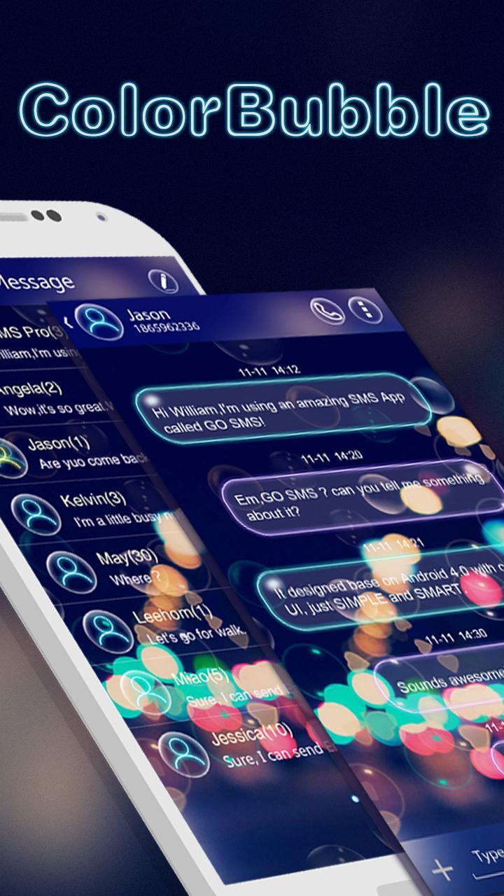 GO SMS COLOR BUBBLE THEME