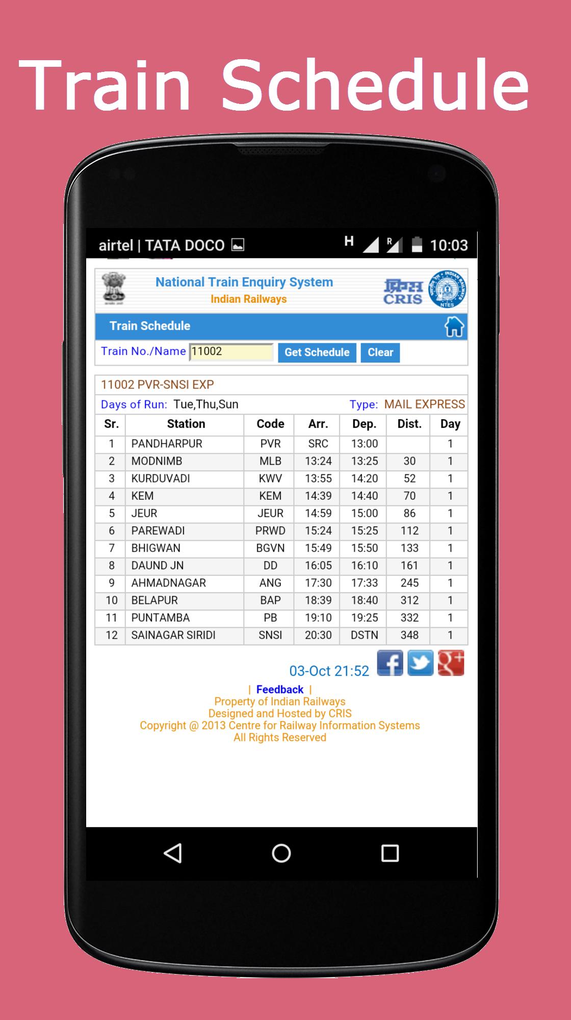 Indian Railway - PNR Status