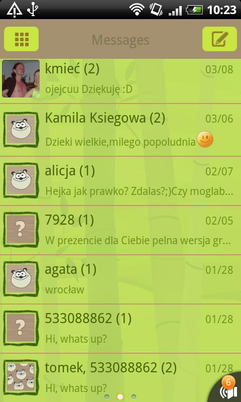 GO SMS Pro Bamboo Panda Theme