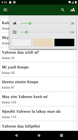 Psaumes en ndut, Bible, chants