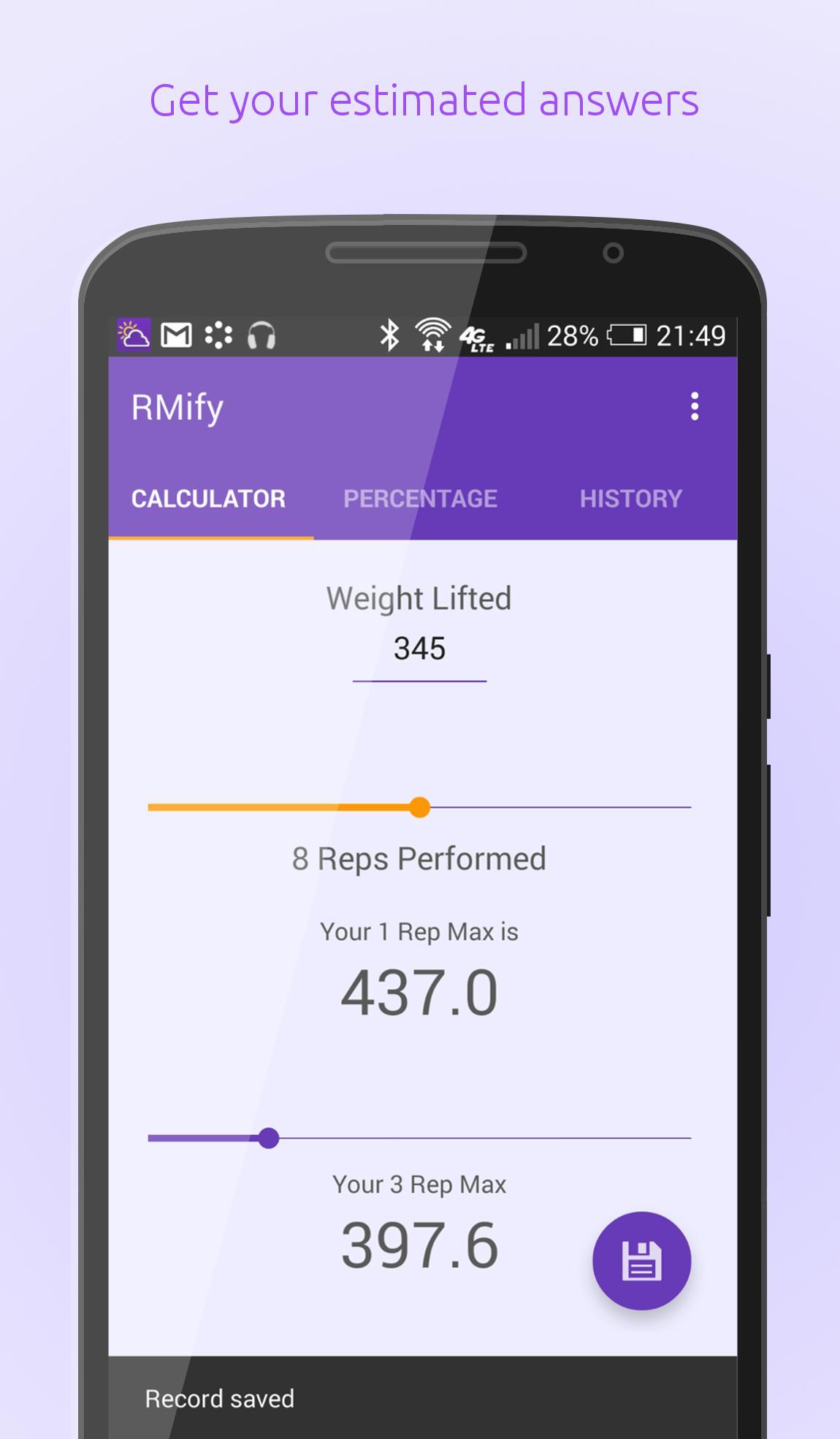 1 Rep Max Calculator +