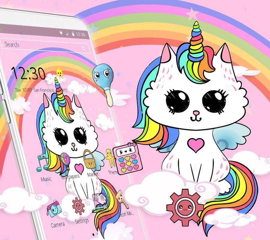 Cute Rainbow Unicorn Cat Theme