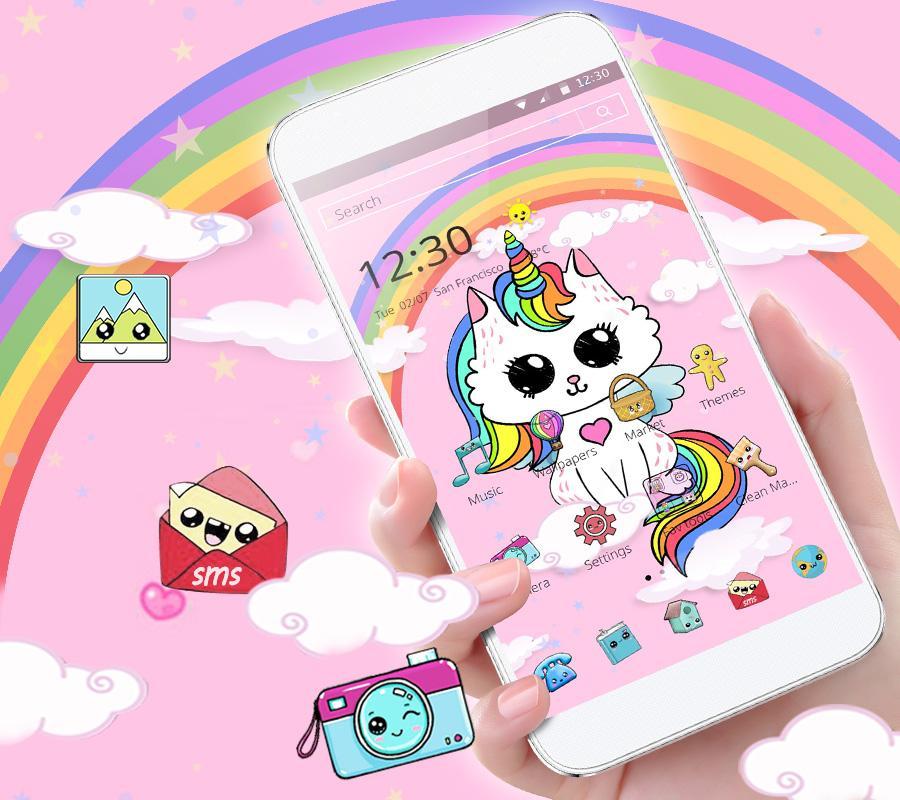 Cute Rainbow Unicorn Cat Theme