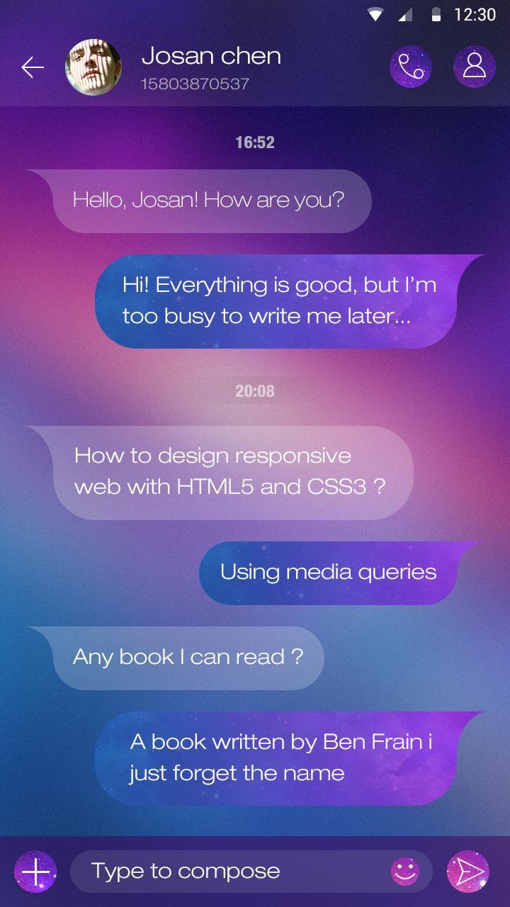 GO SMS PURPLE NIGHT THEME