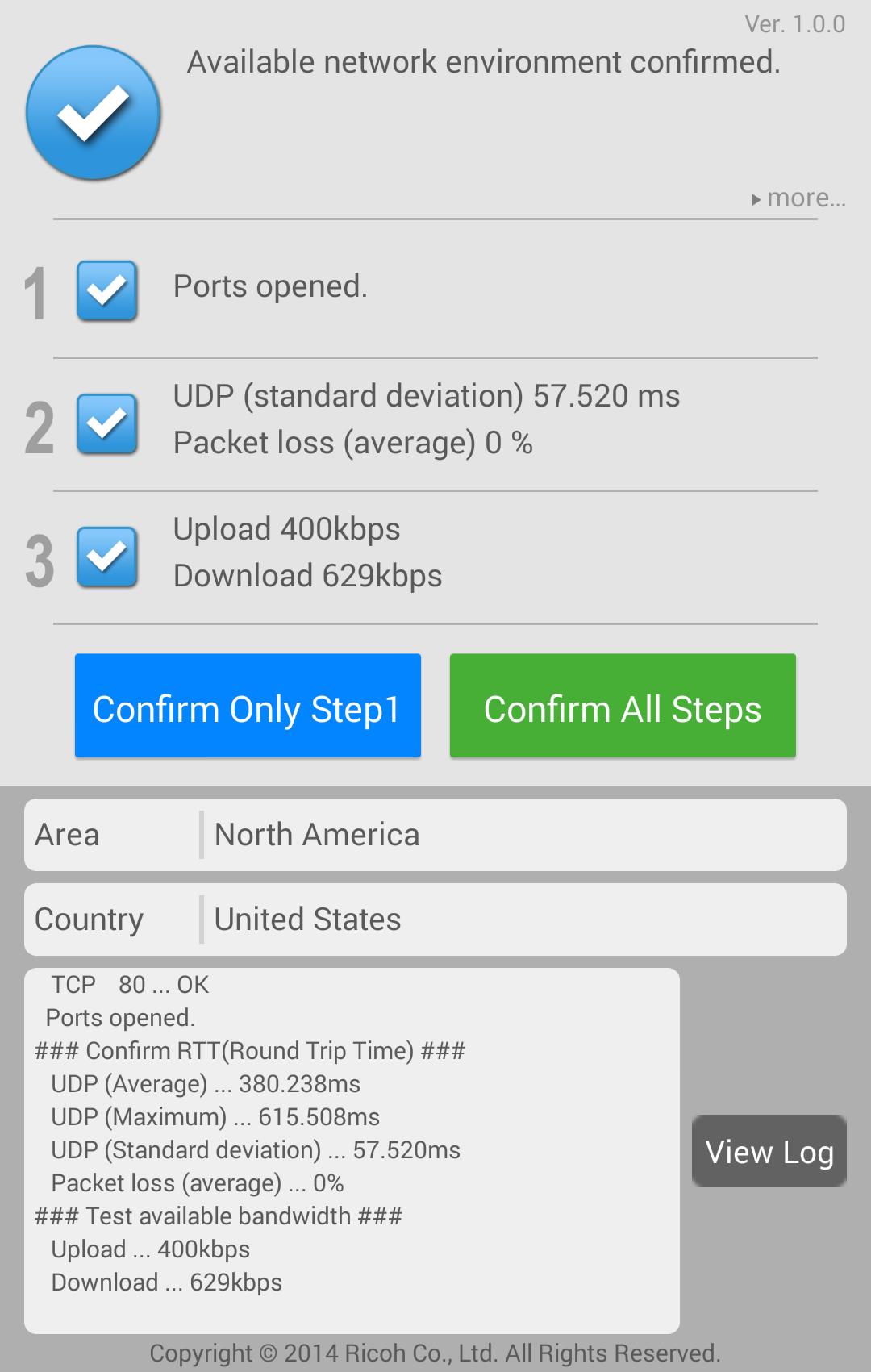 RICOH UCS Network Check Tool