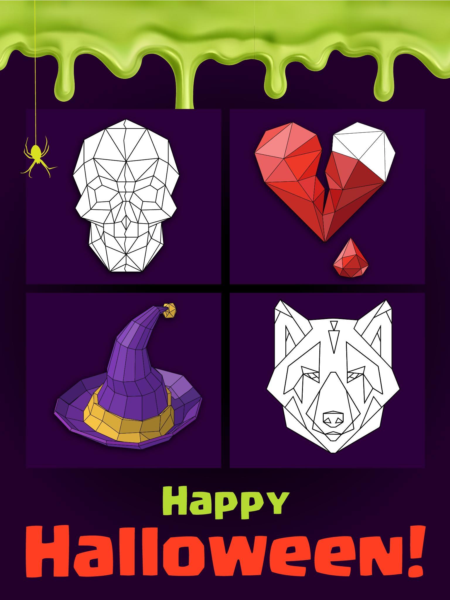 Halloween ColorPoly - Poly Art Coloring Pages HD