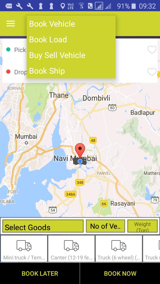 Book Truck or Load for intercity goods transport.