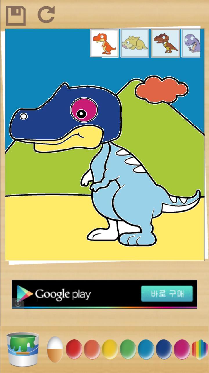 Little dinosaur and coloring
