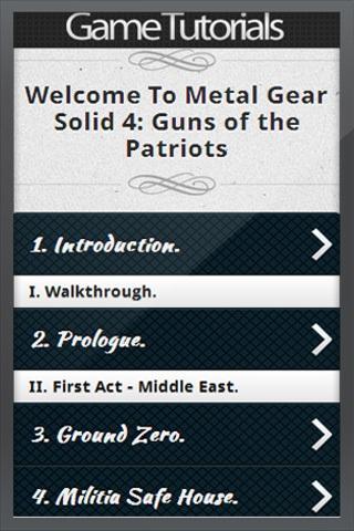 Guide for Metal Gear Solid 4