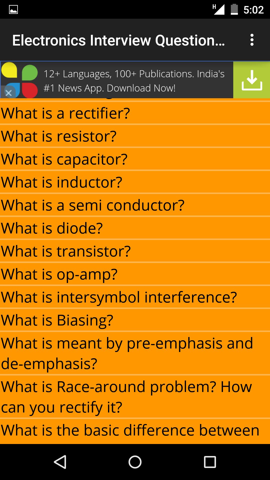 Electronics Interview Question