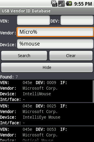 USB VEN/DEV Database