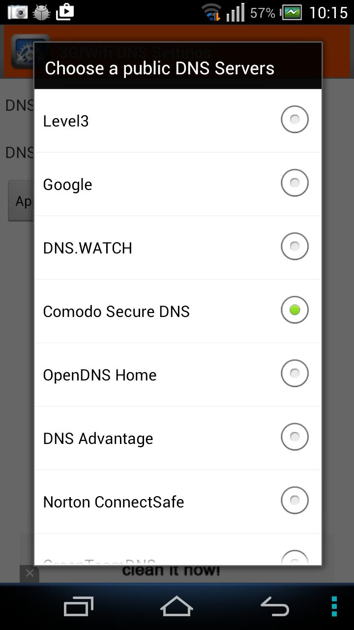 3G/4G/Wifi DNS Settings