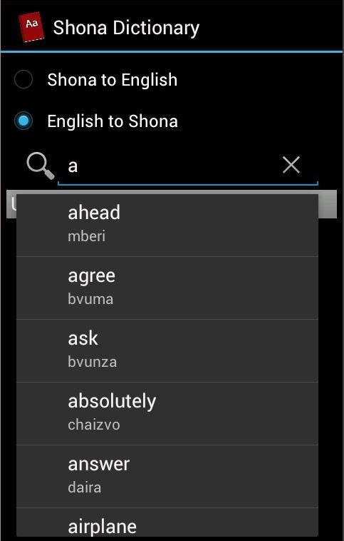 Shona Dictionary