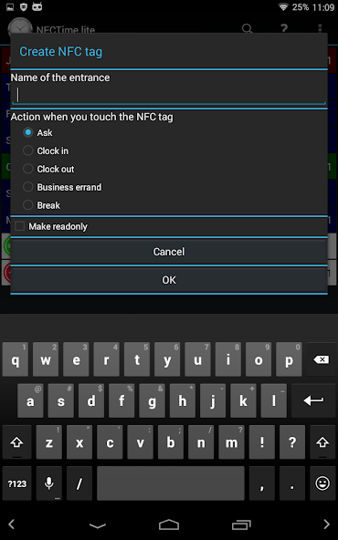 NFC time tracking lite