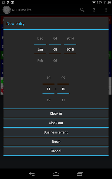 NFC time tracking lite