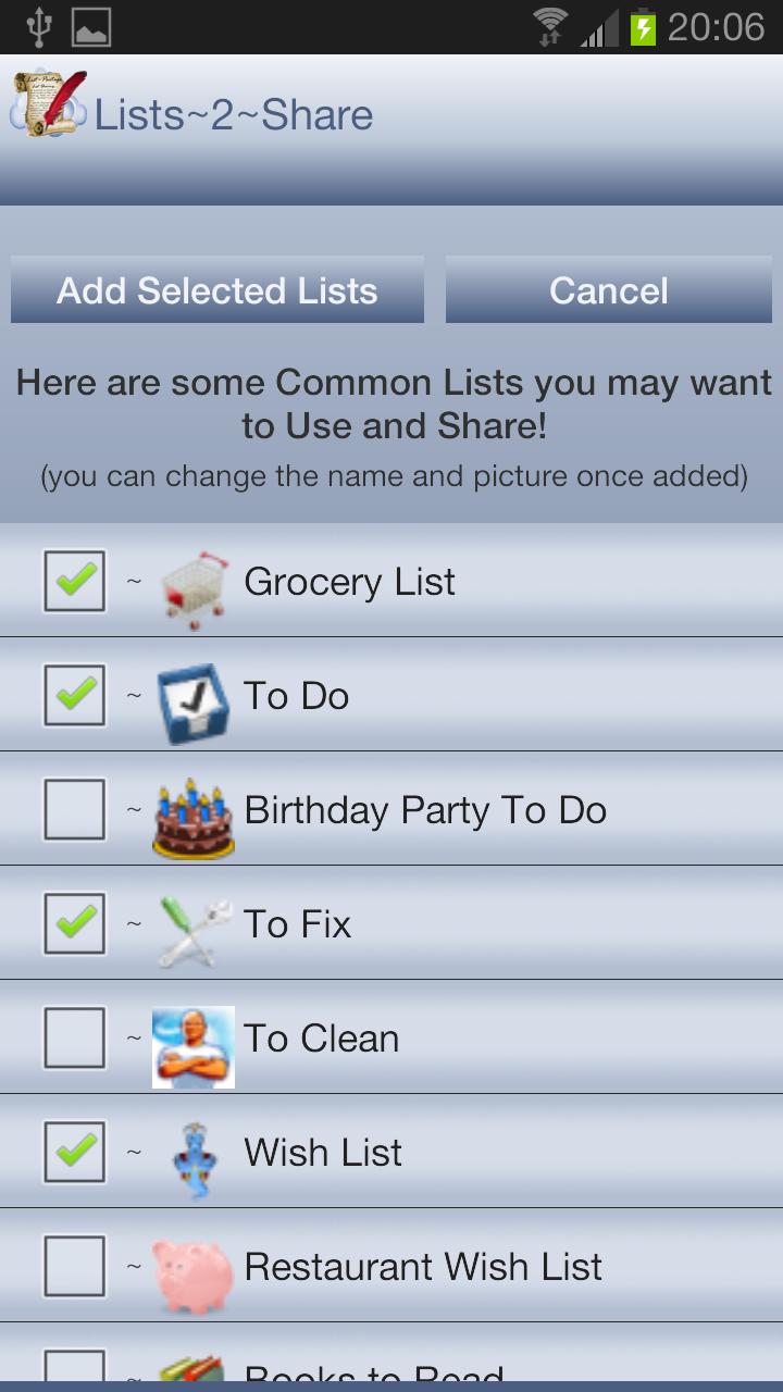 Lists 2 Share