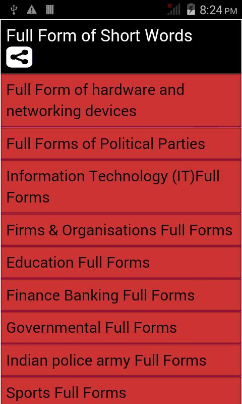 Short Form To Full Form