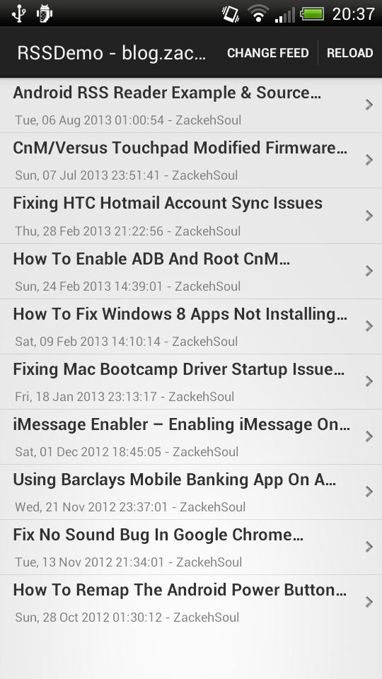 Open RSS Reader Sample