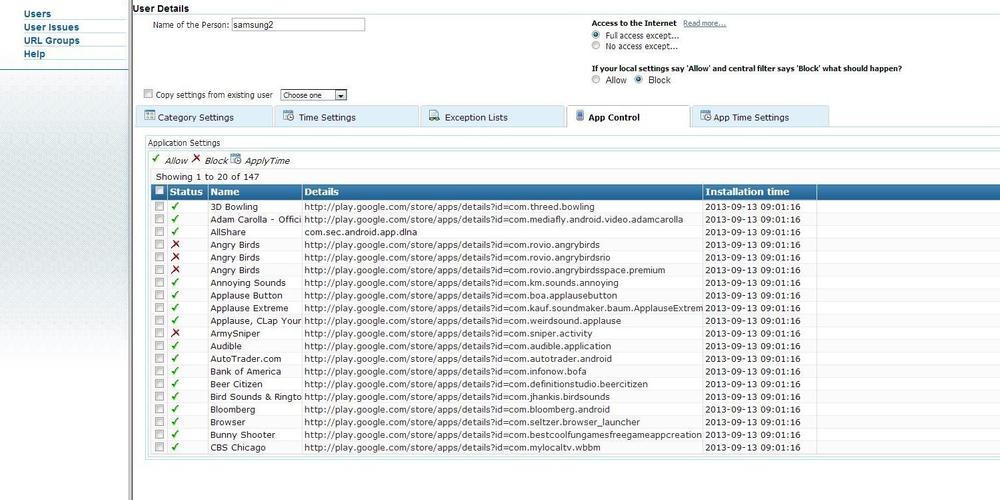 Web Filter with App Control