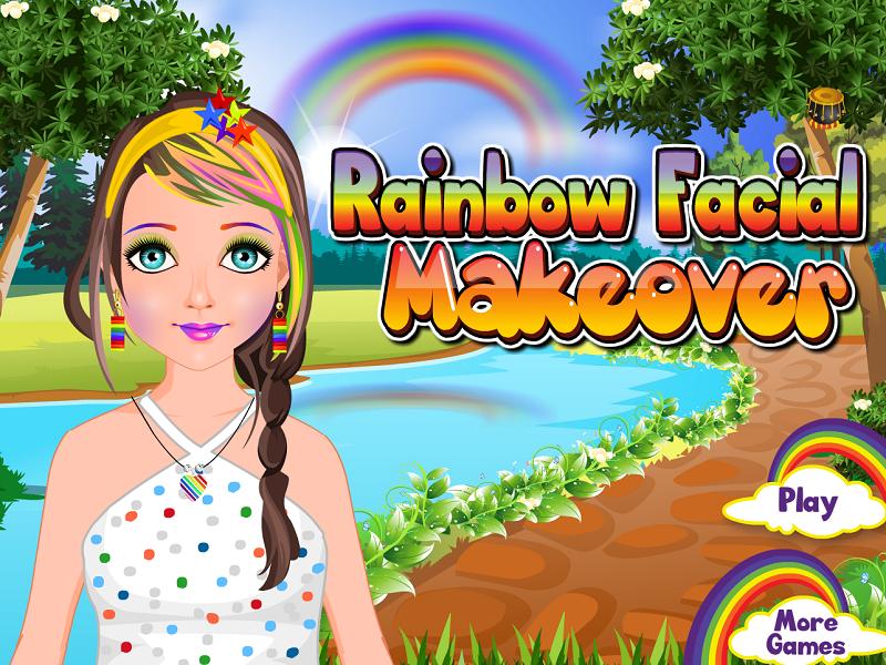 Rainbow facial makeup games