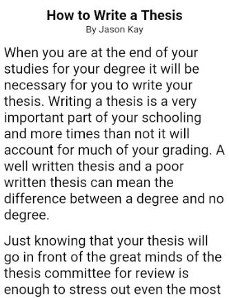 How To Write a Thesis