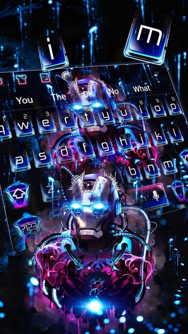 Neon Iron Hero Robot Keyboard Theme