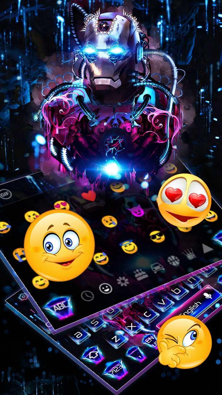 Neon Iron Hero Robot Keyboard Theme