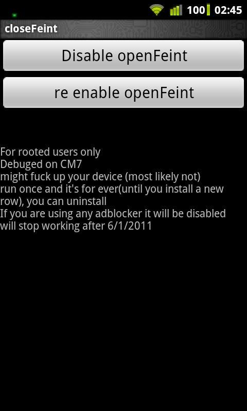 closeFeint- for rooted