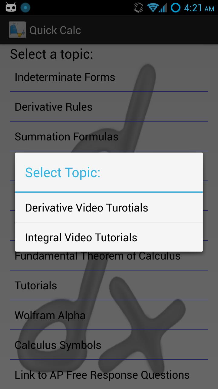 Quick Calc: Calculus Reference