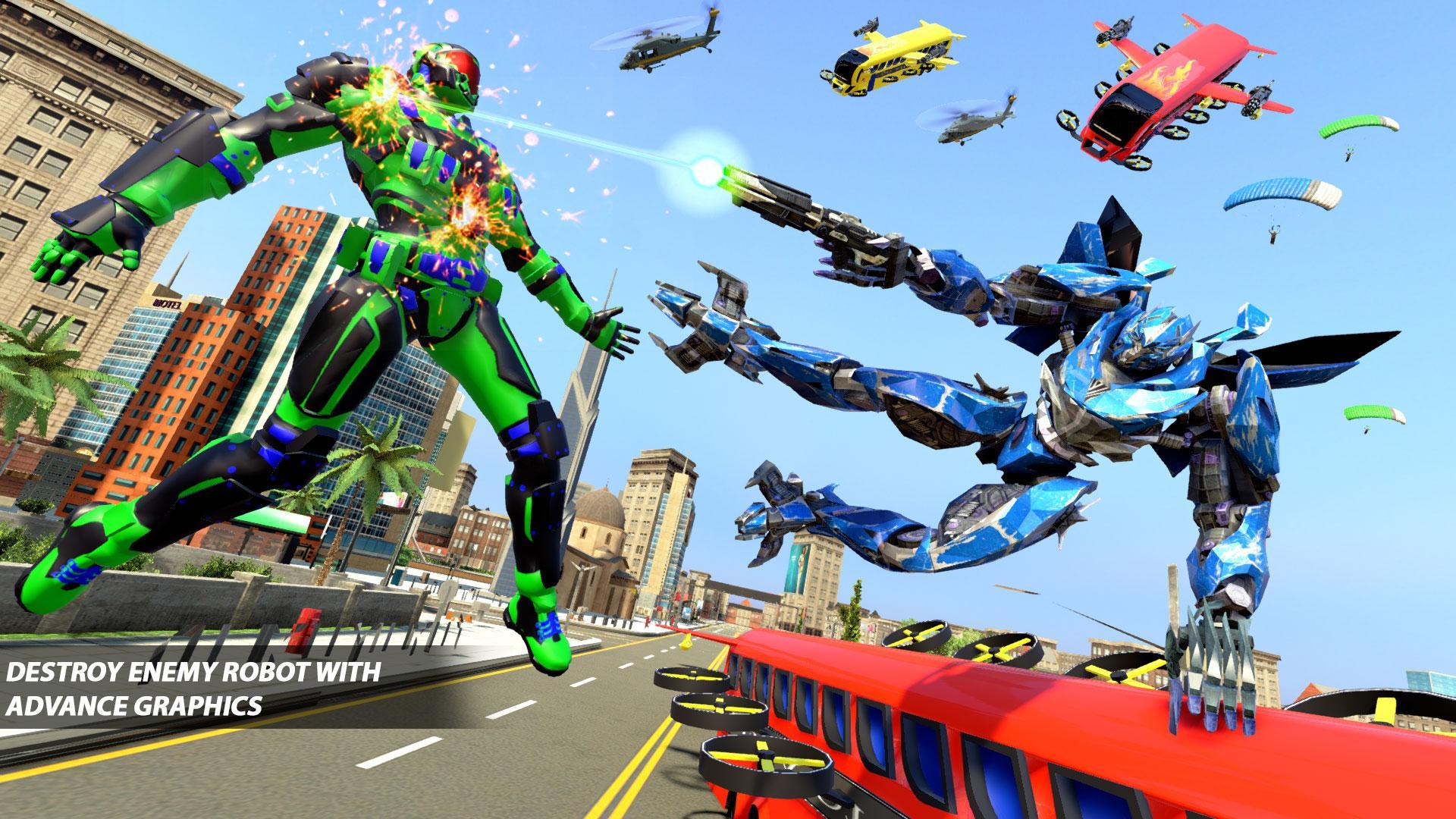 Flying Bus Robot Hero Transform War: Robot Games