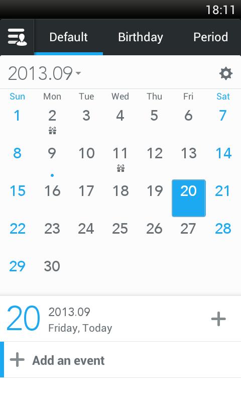 ZDcal-Calendar, Agenda, Period